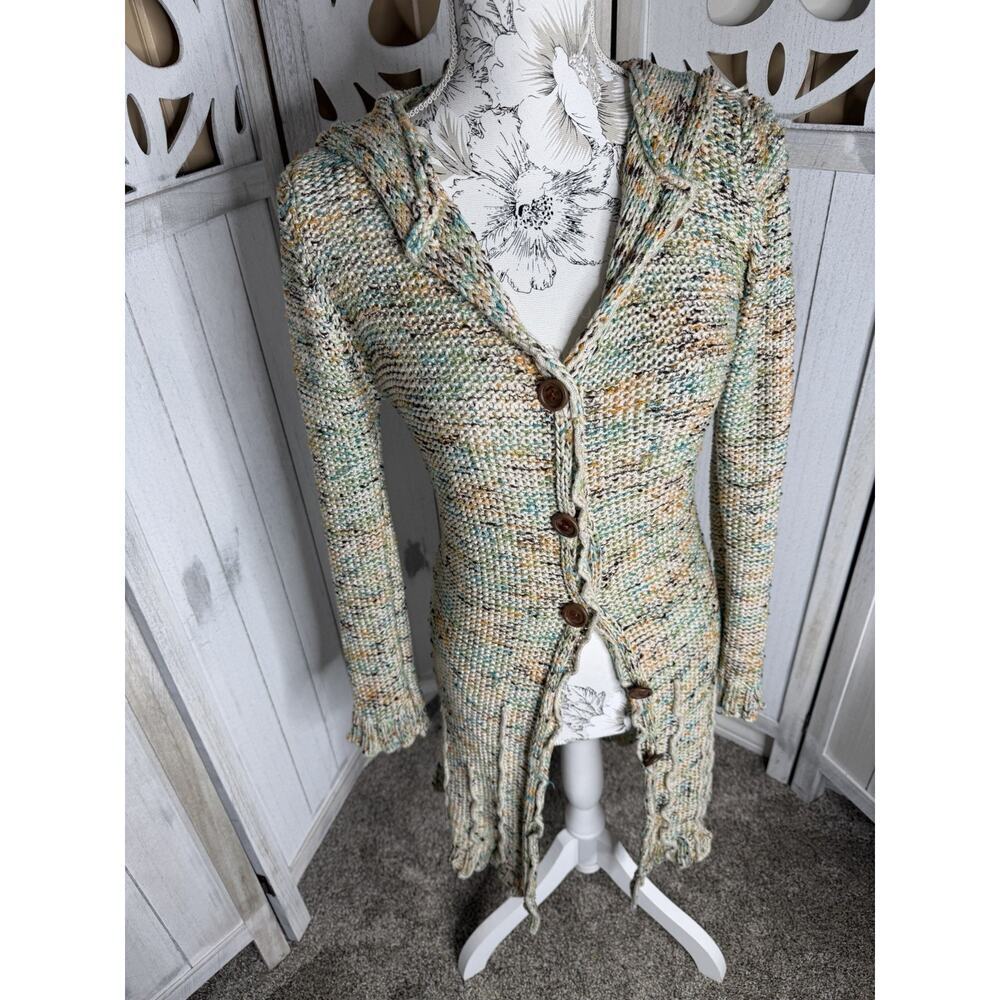 BCBG MaxAzria Duster Long Cardigan Sweater Chunky Knit Button Y2K Large